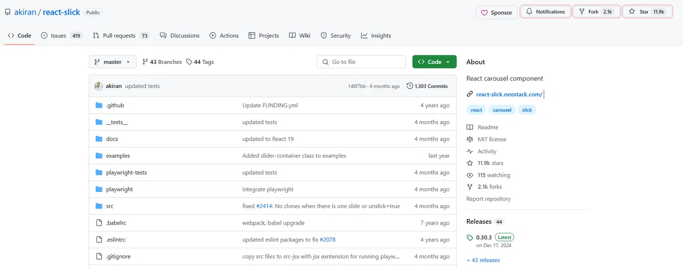React Slick Slider