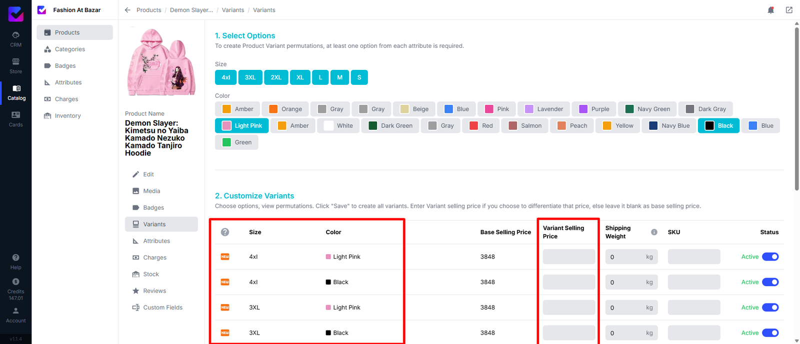 Add Variable Products With Custom Pricing