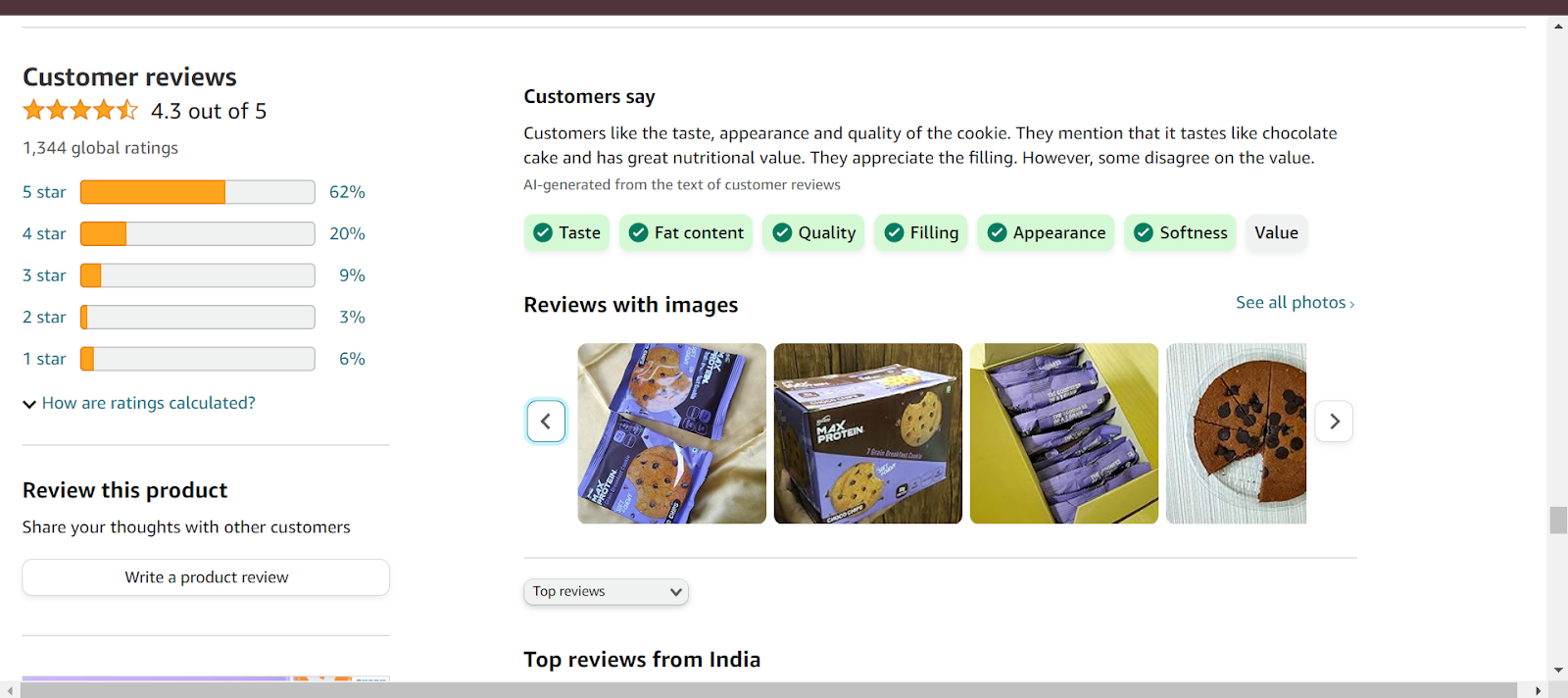 Screenshot of Reviews From Customers