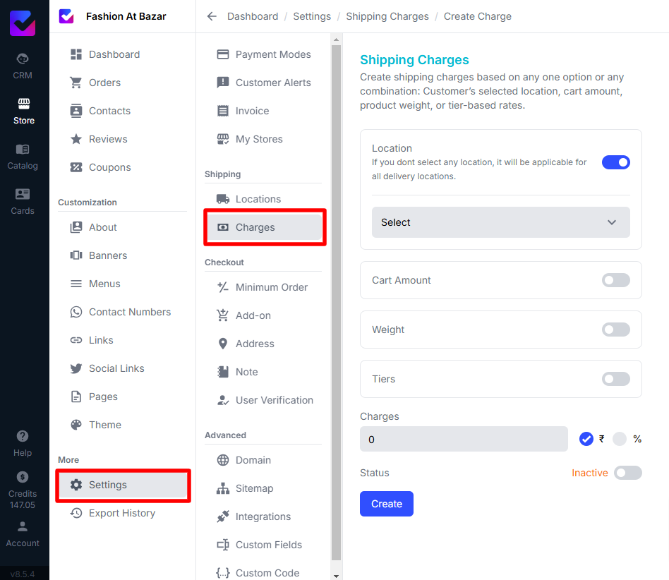 Shipping Charges